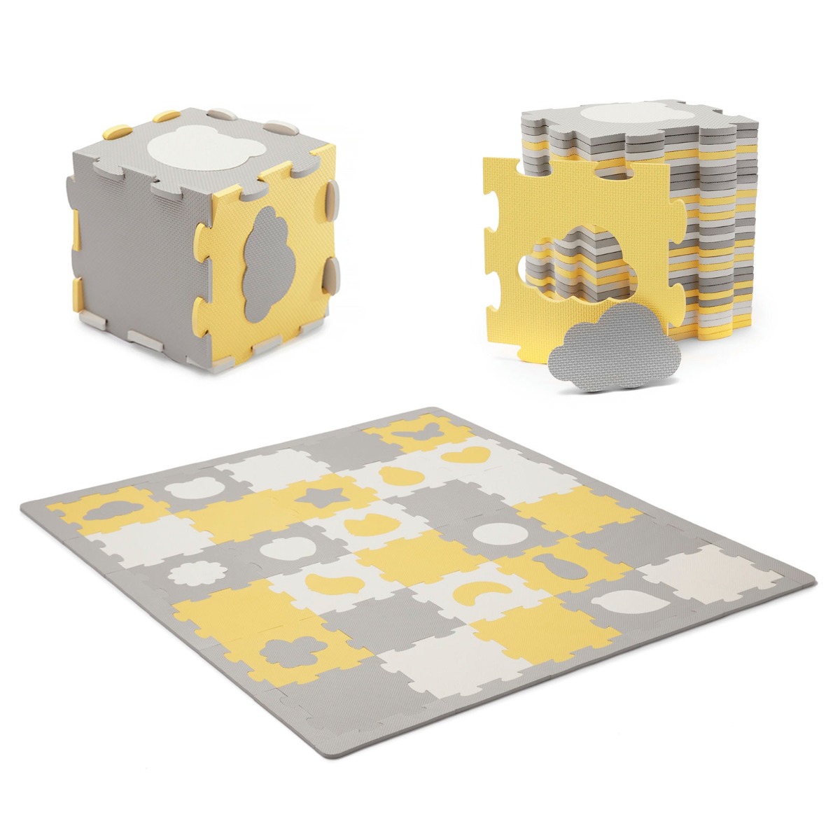 Tapis mousse puzzle 3D LUNO SHAPES jaune